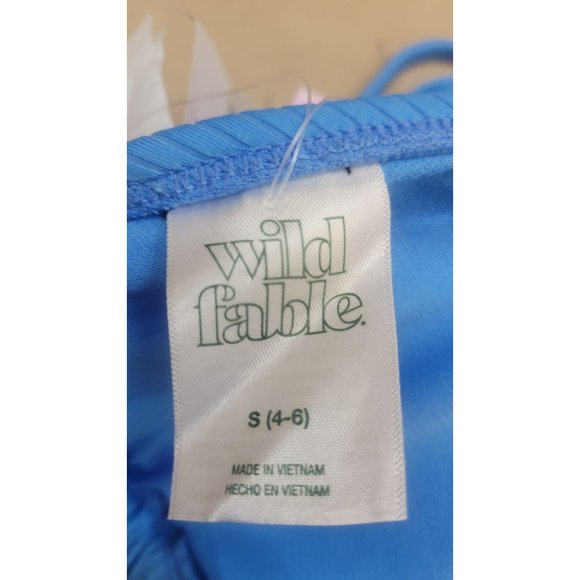 Women's Ribbed Triangle String Bikini Top - Wild Fable Blue Small - Picture 6 of 9